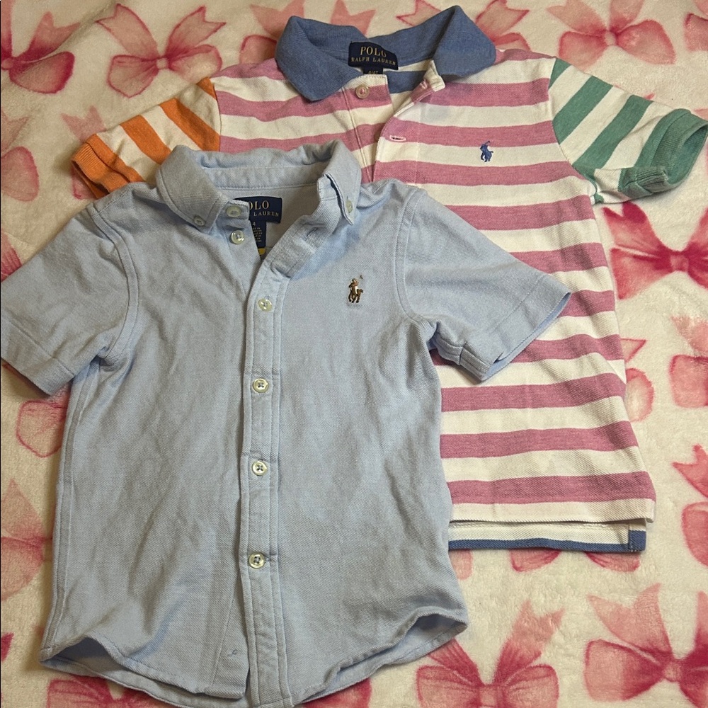 Polo by Ralph Lauren Kids Shirts - Light Blue and Striped Multicolor